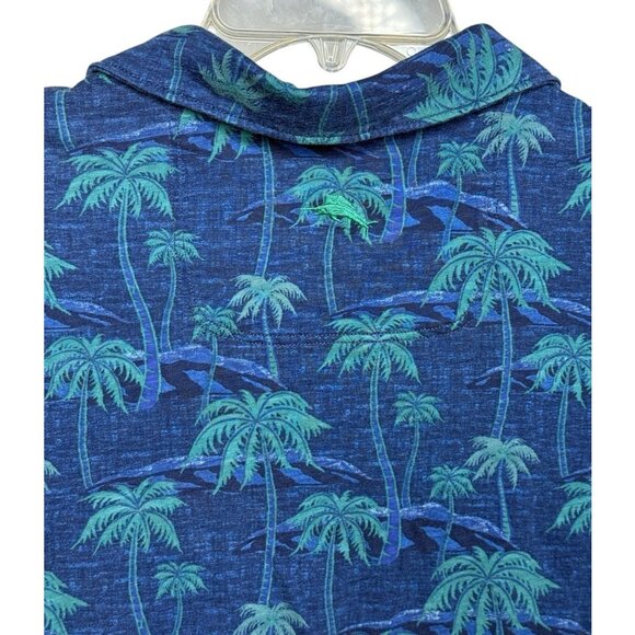 Tommy Bahama‎ Men's Large Blue Palm Tree Polo Shirt Short Sleeve Tropical - Picture 7 of 8